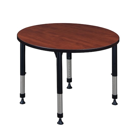Kee Round Classroom Tables, 36 W, 36 L, 23-34 H, Wood, Metal, Cherry TB36RNDCHAPBK